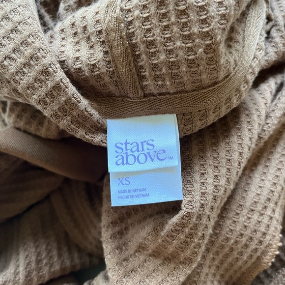 NWOT Stars Above Brown Waffle Knit Lounge Hooded Sweatshirt - Picture 10 of 11